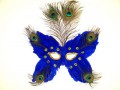 Augenmaske aus echten Federn lila Karneval Fasching